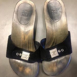 CHANEL Wooden Slides Size 38